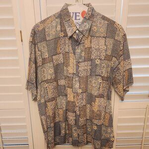 TORI RICHARD SHORT SLEEVE BUTTON DOWN HAWAIIAN SHIRT PASTEL COLORS SIZE L